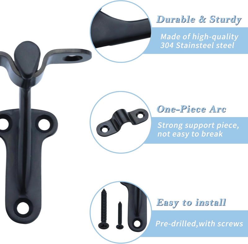 YANYUCB 3''Handrail Brackets,304 Stainless Steel Matte Black Handrail Stair Brackets,Heavy Duty Support Hardware for Stairways,Home or Office Staircase Hand Rail Bracket with Screws(3 Pack) - Image 3